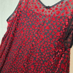 VTG Intimates Lane Bryant Black Red Hearts Velvet Burnout Valentines Sexy 22/24